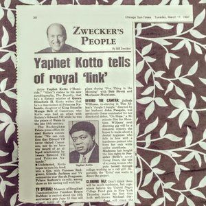 Chicago Sun Times Zwecker's People by Bill Zwecker March 11, 1997 Yaphet Kotto